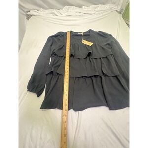 OTT Lime & Chili Black Tiered Ruffle Long Sleeve Top Women's S NWT Chic Blouse